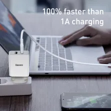 Сетевое зарядное устройство Baseus Speed Mini Dual U Charger 2USB 2.1A 10.5W Белый
