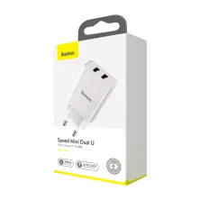 Сетевое зарядное устройство Baseus Speed Mini Dual U Charger 2USB 2.1A 10.5W Белый