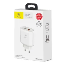 Мережевий зарядний пристрій Baseus Bojure Series QC3.0 23W 2USB 3A Білий