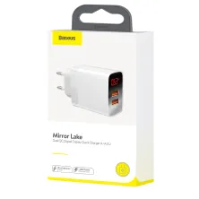 Мережевий зарядний пристрій Baseus Mirror Lake Dual QC3.0 18W 2USB 3A Білий