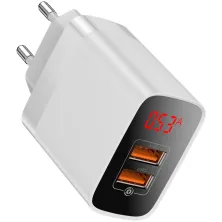 Мережевий зарядний пристрій Baseus Mirror Lake Dual QC3.0 18W 2USB 3A Білий