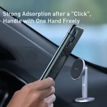 Автотримач для телефону магнітний Baseus Hollow Magnetic з тримачем для дроту на торпедо Сріблястий