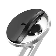 Автотримач для телефону магнітний Baseus Hollow Magnetic з тримачем для дроту на торпедо Сріблястий