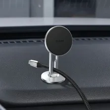 Автотримач для телефону магнітний Baseus Hollow Magnetic з тримачем для дроту на торпедо Сріблястий