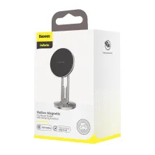 Автотримач для телефону магнітний Baseus Hollow Magnetic з тримачем для дроту на торпедо Сріблястий