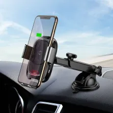 Бездротовий зарядний пристрій Baseus Smart Vehicle Bracket Sucker з технологією Qi 10W Чорний
