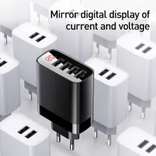 Мережевий зарядний пристрій Baseus Mirror Travel Digital Display 30W 4USB 6A Чорний