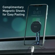 Автотримач для телефону магнітний Baseus Hollow Magnetic з тримачем для дроту на торпедо Синій