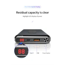 УМБ Baseus PowerBank 10000mAh 15W QC3.0 PD з Бездротовий зарядкою Qi 5W Чорний