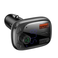 FM-трансмиттер Baseus T-Typed MP3 Car Charger S-13 Bluetooth 5.0 2USB(3.4A) + 1Type-C(5А) QC3.0 / QC4.0 36W Черный