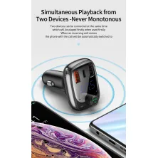 FM-трансмиттер Baseus T-Typed MP3 Car Charger S-13 Bluetooth 5.0 2USB(3.4A) + 1Type-C(5А) QC3.0 / QC4.0 36W Черный