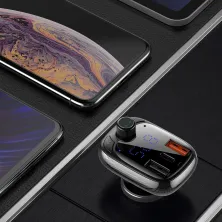 FM-трансмиттер Baseus T-Typed MP3 Car Charger S-13 Bluetooth 5.0 2USB(3.4A) + 1Type-C(5А) QC3.0 / QC4.0 36W Черный