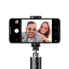 Селфи-монопод Baseus Fully Folding 2in1 с функцией штатива и пультом Bluetooth Черно-Серебристый