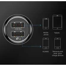 Автомобільний зарядний пристрій Baseus Gentry QC 3.0 25W 2USB 3A Чорний (CCALL-GC01)