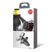 Автотримач для телефону магнітний Baseus Magnetic Air Vent в повітропровід з тримачем для кабелю Сріблястий