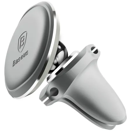 Автотримач для телефону магнітний Baseus Magnetic Air Vent в повітропровід з тримачем для кабелю Сріблястий