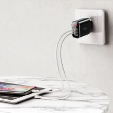 Мережевий зарядний пристрій Baseus Mirror Travel Digital Display 3USB 3.4A Чорний