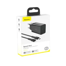 Мережевий зарядний пристрій Baseus Speed Mini QC Single PD3.0 18W Type-C 3A + Кабель 18W Type-C to Lightning 1м Чорний