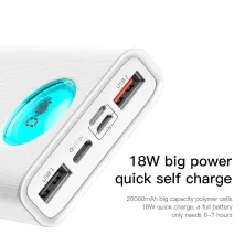 УМБ Baseus Amblight 20000mAh 18W з технологією QC3.0 + PD3.0 Білий