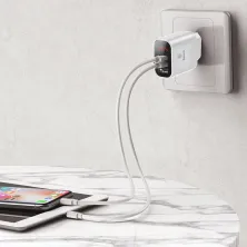Мережевий зарядний пристрій Baseus Mirror Travel Digital Display 3USB 3.4A Білий