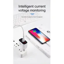Мережевий зарядний пристрій Baseus Mirror Travel Digital Display 3USB 3.4A Білий