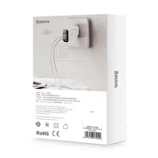 Мережевий зарядний пристрій Baseus Mirror Travel Digital Display 3USB 3.4A Білий