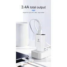 Мережевий зарядний пристрій Baseus Mirror Travel Digital Display 3USB 3.4A Білий