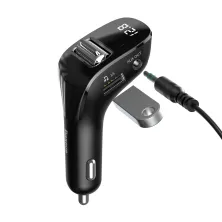 Bluetooth Baseus Streamer AUX/FM MP3 WAV авто адаптер ресивер магнитолы 2USB(3A) Черный