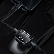 Bluetooth Baseus Streamer AUX/FM MP3 WAV авто адаптер ресивер магнитолы 2USB(3A) Черный