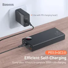 УМБ Baseus Mulight 30000mAh 33W з технологією QC3.0 + PD3.0 Чорний