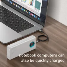 УМБ Baseus Amblight 30000mAh 65W 6A з технологією QC3.0 + PD3.0 + кабель Baseus Xiaobai series Type-C to Type-C 100W 20V/5A 1м Білий