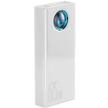 УМБ Baseus Amblight 30000mAh 65W 6A з технологією QC3.0 + PD3.0 + кабель Baseus Xiaobai series Type-C to Type-C 100W 20V/5A 1м Білий