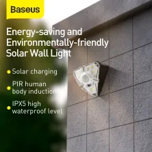 Світильник фасадний Baseus Solar Energy 1.2Вт 120Lm на сонячній батареї 1200mAh з датчиком руху Набір 4 шт Білий