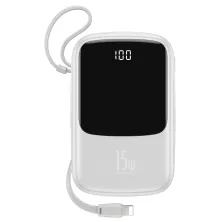 УМБ Baseus Q Pow 10000mAh 15W 3A з технологією QC3.0 + PD3.0 і iP кабелем Білий