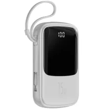 УМБ Baseus Q Pow 10000mAh 15W 3A з технологією QC3.0 + PD3.0 і iP кабелем Білий