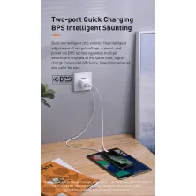 Сетевое зарядное устройство Baseus Speed Mini QC Dual U QC3.0 18W 2USB 3A Белый