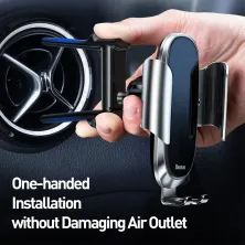 Автодержатель для телефона Baseus Future Gravity Vehicle в круглый воздуховод Серебристый