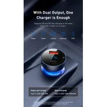 Автомобільний зарядний пристрій Baseus Particular Digital QC 4.0 + PD3.0 PPS 65W USB + Type-C 5A + Кабель Type-C to Type-C 100W 20V/5A 1м Чорний