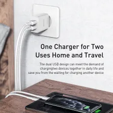 Сетевое зарядное устройство Baseus Speed Mini Dual U Charger 2USB 2.1A 10.5W + Кабель 2.4A USB to Lightning 1м Белый
