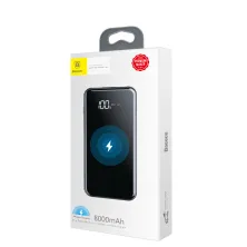 УМБ Baseus Full Screen 2in1 Bracket 8000mAh 2A з Бездротовий зарядкою Qi 5W Чорний