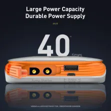 Пускозарядное устройство Бустер Baseus Car Jamp Starter Super Energy 3in1 12V 8000mAh с функцией Павербанка 5V/2.4A и LED фонарика Белый