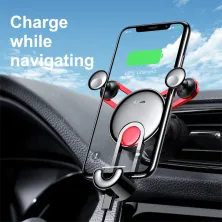 Автотримач для телефону Baseus YY ehicle в повітропровід із зарядним кабелем Lightning 2A 1м Червоний