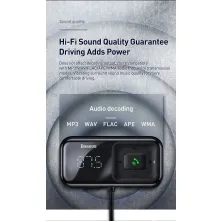 AUX/FM-трансмітер Baseus S-16 MP3 VAW авто адаптер ресивер магнітоли 2USB 3.1A Чорний