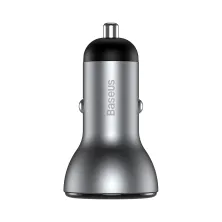 Автомобільний зарядний пристрій Baseus Digital Display QC 4.0 + PD3.0 PPS 45W USB + Type-C 5A Сріблястий