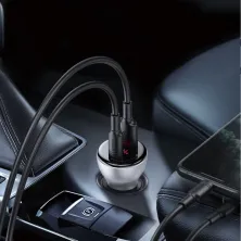 Автомобільний зарядний пристрій Baseus Digital Display QC 4.0 + PD3.0 PPS 45W USB + Type-C 5A Сріблястий