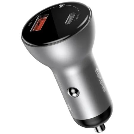 Автомобільний зарядний пристрій Baseus Digital Display QC 4.0 + PD3.0 PPS 45W USB + Type-C 5A Сріблястий