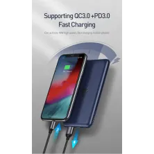 УМБ Baseus S10 1in2 Bracket 10000mAh 18W QC3.0 PD з Бездротовий зарядкою Qi 10W Синій
