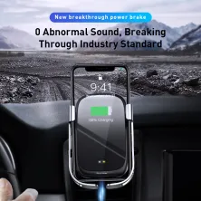 Бездротовий зарядний пристрій Baseus Rock-solid Electric Holder з технологією Qi 10W Сріблястий
