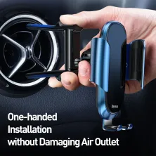 Автодержатель для телефона Baseus Future Gravity Vehicle в круглый воздуховод Синий