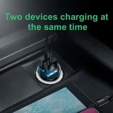 Автомобільний зарядний пристрій Baseus Circular Plastic QC 3.0 30W 2USB 5A Чорний